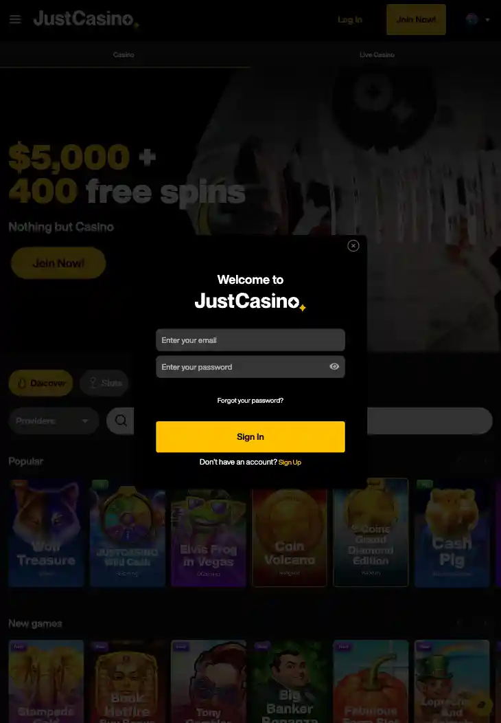 justcasino login